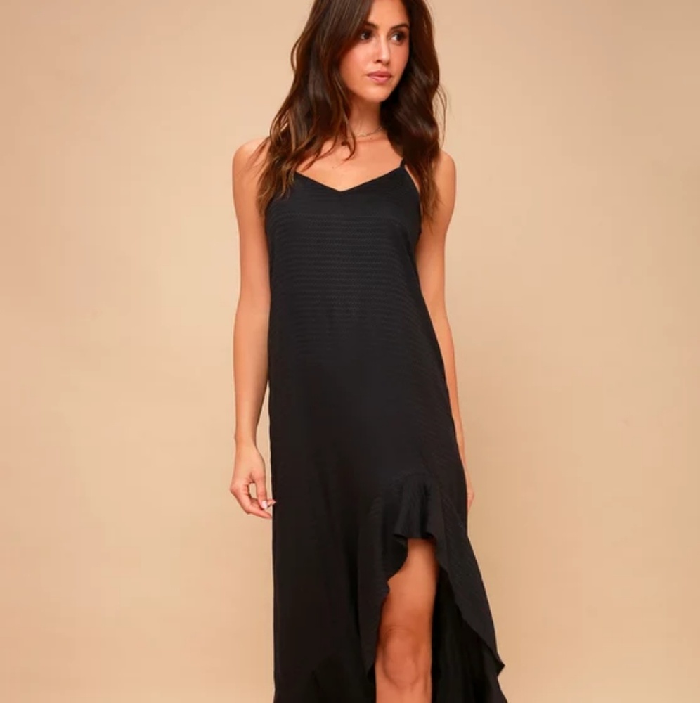 NEW LuLu's Kick it Up Black Maxi Dress